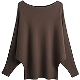 GABERLY Boat Neck Batwing Sleeves Dolman Knitted Sweaters and Pullovers Tops for Women