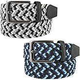 Braided Elastic Stretch Belt Casual Weave Canvas Fabric Woven Golf Belt 1-3/8" Wide
