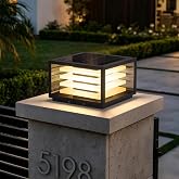 VZVI Glass Solar Post Lights Outdoor, 11.8" Solar Pillar Lights Outdoor | 3000K LED Column Light Outside, Dusk to Dawn Column Lamp Waterproof, Large Modern Pillar Light for Entrance Posts (1 Pack)