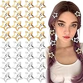 Joez Wonderful 40 Pcs Star Hair Clips, 1.18''/3cm Metal Snap Hair Clips, Cute Star Clips Hair Barrettes, Non-Slip Fashion Hair Accessories for Women (Silver+Gold)