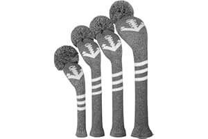 Scott Edward Knitted Golf Head Covers 4PCS Handmade Fit Well for Driver and Fairway Woods with Long Neck Pom Pom Golf Club Headcovers Set