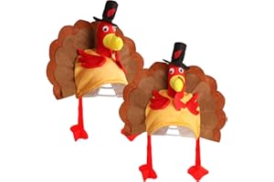 Fancy Land 2 Pcs Thanksgiving Turkey Hats Turkey Head Costume Plush Gobbler Hat for Thanksgiving Dress Up Party Headwear