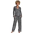bebe Womens Pajama Sets - PJ Set for Women - Long Sleeve Button Down Shirt and Pamaja Pants Lounge Sleepwear Set