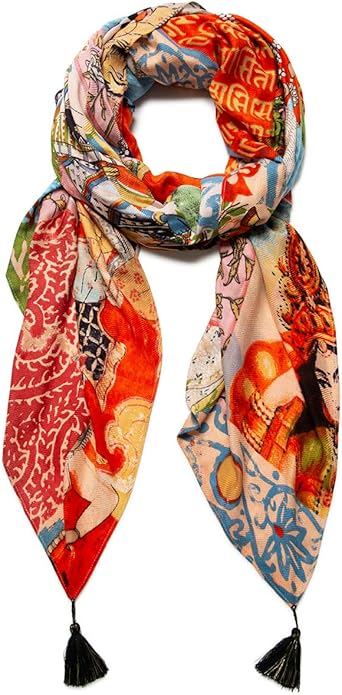 Desigual Foul Indiafan Echarpe Mode Orange U Femme Amazon Fr Vetements Et Accessoires