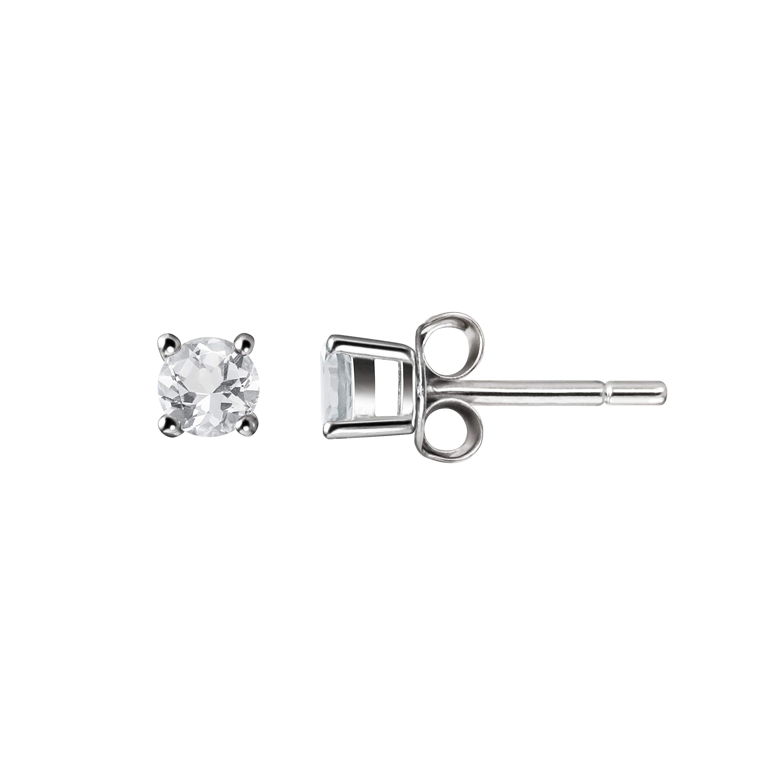 Franki Baker Classic Square Natural White Topaz Gemstones Stud Earring & 925 Sterling Silver. Size: 4x4mm