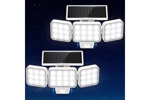 WdtPro Solar Lights Outdoor Motion Sensor, 3500LM Bright Solar Flood Lights Outdoor, Adjustable & Upgrade Glass Panel, Wireless LED Solar Powered Security Spot Lights Waterproof for Yard-2Pack, White