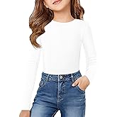 ZDC Girls Long Sleeve Shirts Crewneck Ribbed Knit Slim Fit Tops Casual Tee Shirt 5-14 Years