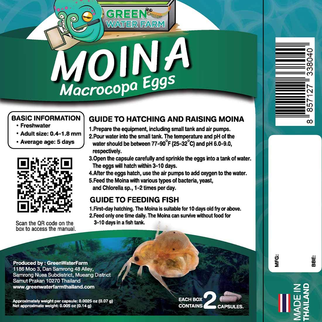 GreenWaterFarm Moina Macrocopa Eggs (Water Flea) Live Fish Food for Hatching and Culture Suitable for Feed Betta Fish
