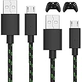 TALK WORKS Controller Charger Cord for Xbox One - 2 Pack 10 ft Nylon Braided Micro USB Charging Cable - Also Android Compatib