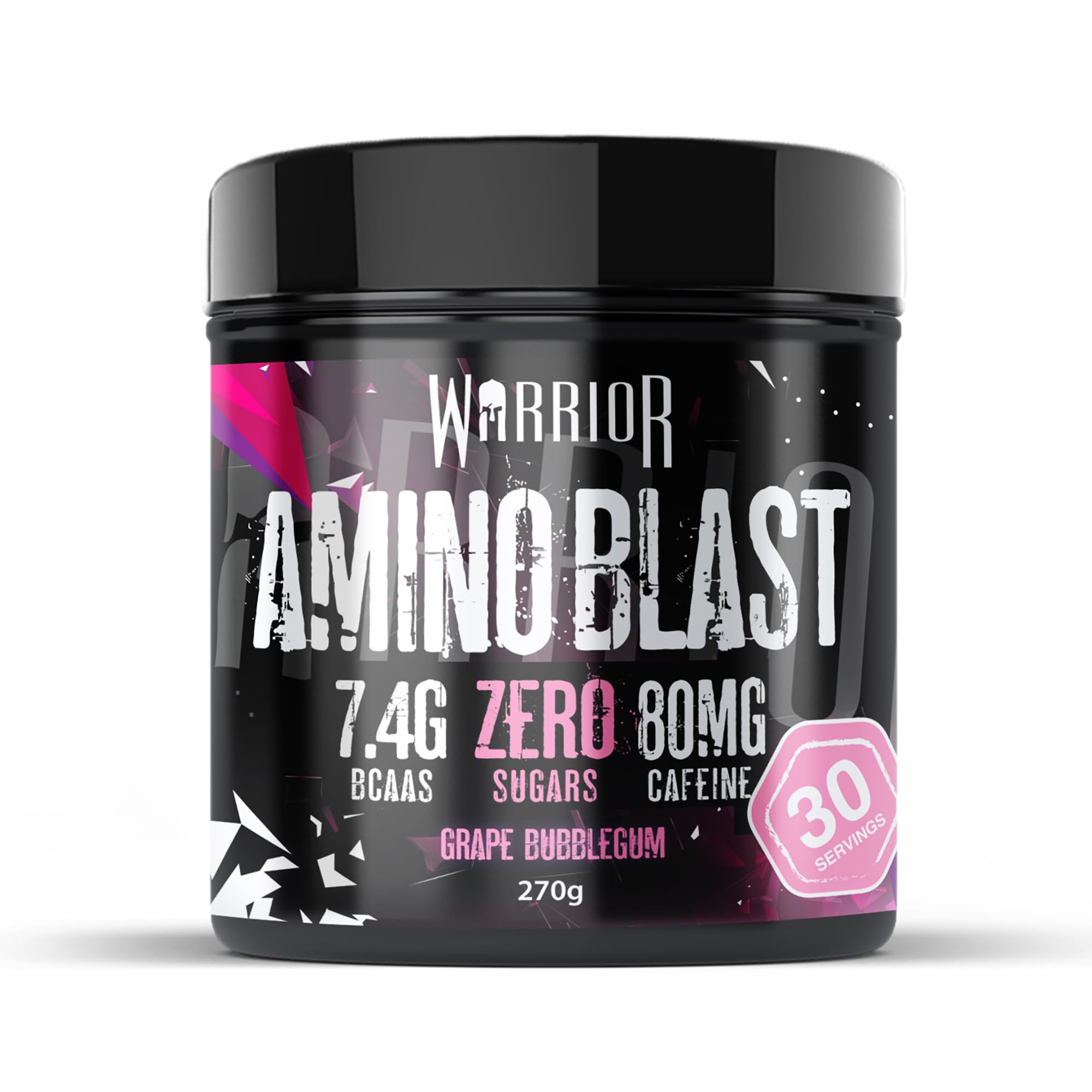 Warrior Amino Blast BCAA Powder 270g – Fruit Salad Flavour, BCAA Supplement for Muscle Recovery, Energy, Endurance, Hydration, Pre & Post Workout Nutrition - Grape Bubblegum