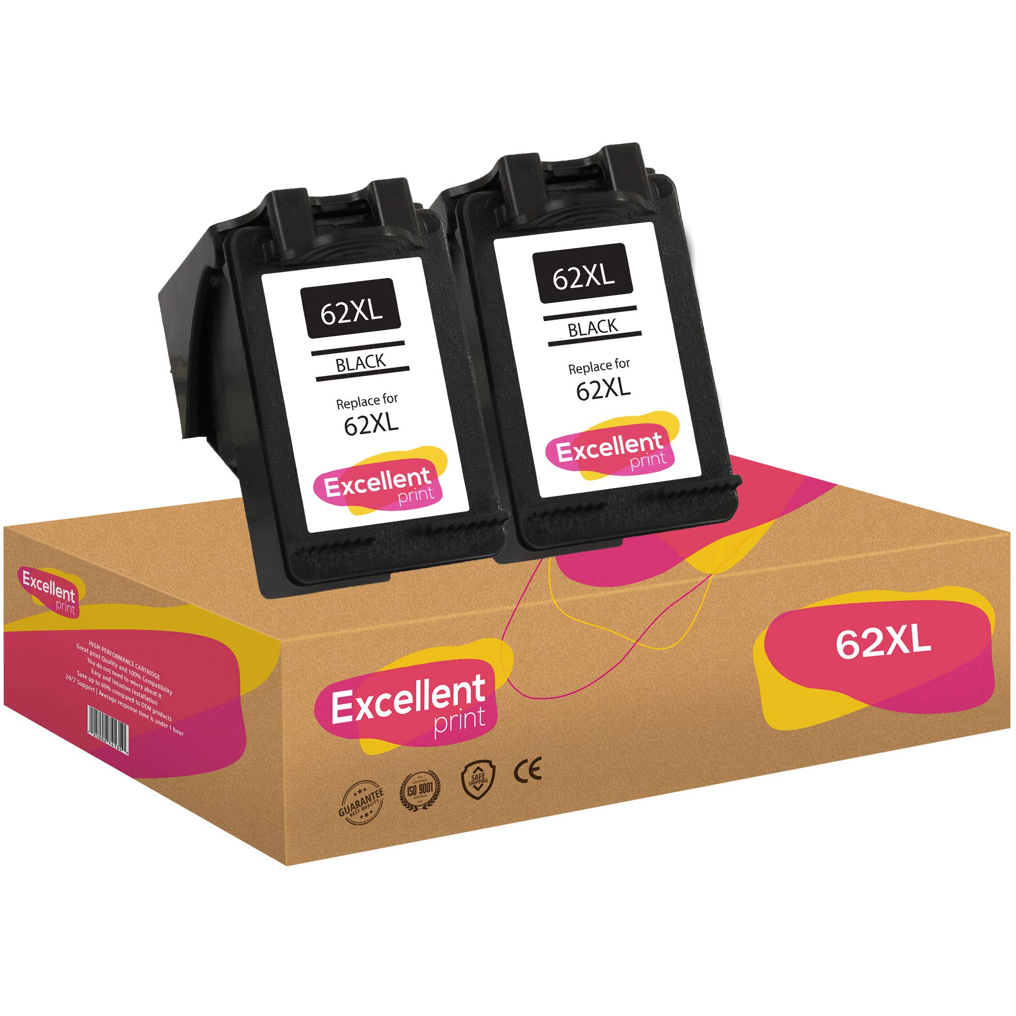 Excellent Print 62XL 62 Compatible Ink Cartridges for HP Envy 5644 Officejet 5740 5745 8040