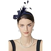 BABEYOND Fascinator Headband for Women - Tea Party Headpiece Kentucky Feather Fascinators Bridal Wedding Ribbon Hair Clip