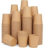 Vumdua 300 Pcs 6 oz Kraft Paper Cups - Disposable Paper Cups Hot Cold Beverage Drinking Cup for Coffee, Water, Tea, Juice, Espresso & Cortado