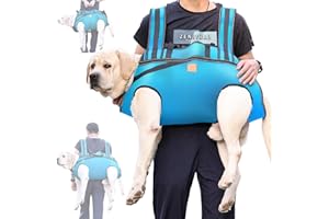 TERAPATON Dog Lift Harness Backpack Carrier for Large Dogs, Full Body Sling with Handle, Dog Harness for Joint Injuries, Arthritis, Ideal for Stairs, Elderly Dogs (Blue X-Large 66 LBS)