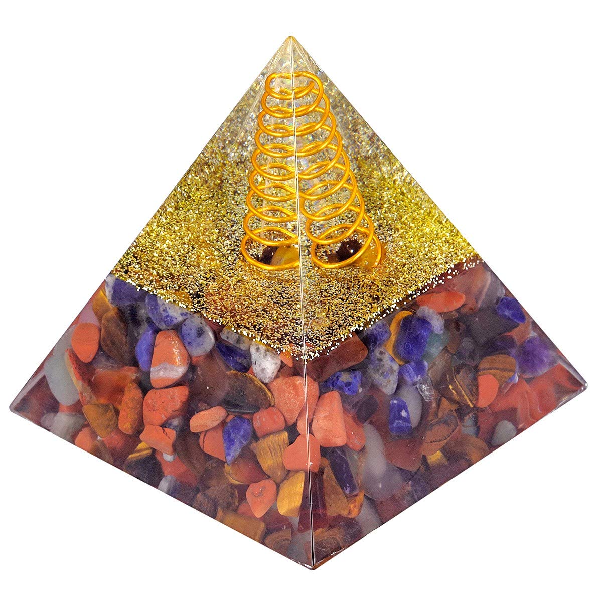 mookaitedecor Multistone Crystal Pyramid,Healing Stone Energy Chakra Balancing Decoration Reiki Figurine Ornament