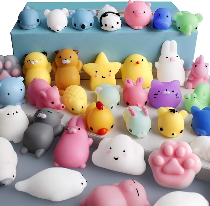 FLY2SKY 28pcs Mochi Squishy Toys Mini Squishies Kawaii