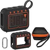 JCHPINE Silicone Cover and Hard Travel Case for JBL Go 4 Ultra Portable Bluetooth Speaker, Accessories for JBL Go 4 Pro Sound Bluetooth Speaker Stand Up Holder (Black Case)