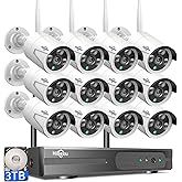 Hiseeu Wireless Pro WiFi Security Camera System, 16CH 4K NVR Kit, Plug-in Powered 12Pcs 5MP CCTV Home Security Camera System for Indoor/Outdoor, Night Vision, Waterproof, Motion Detection, 3TB HDD