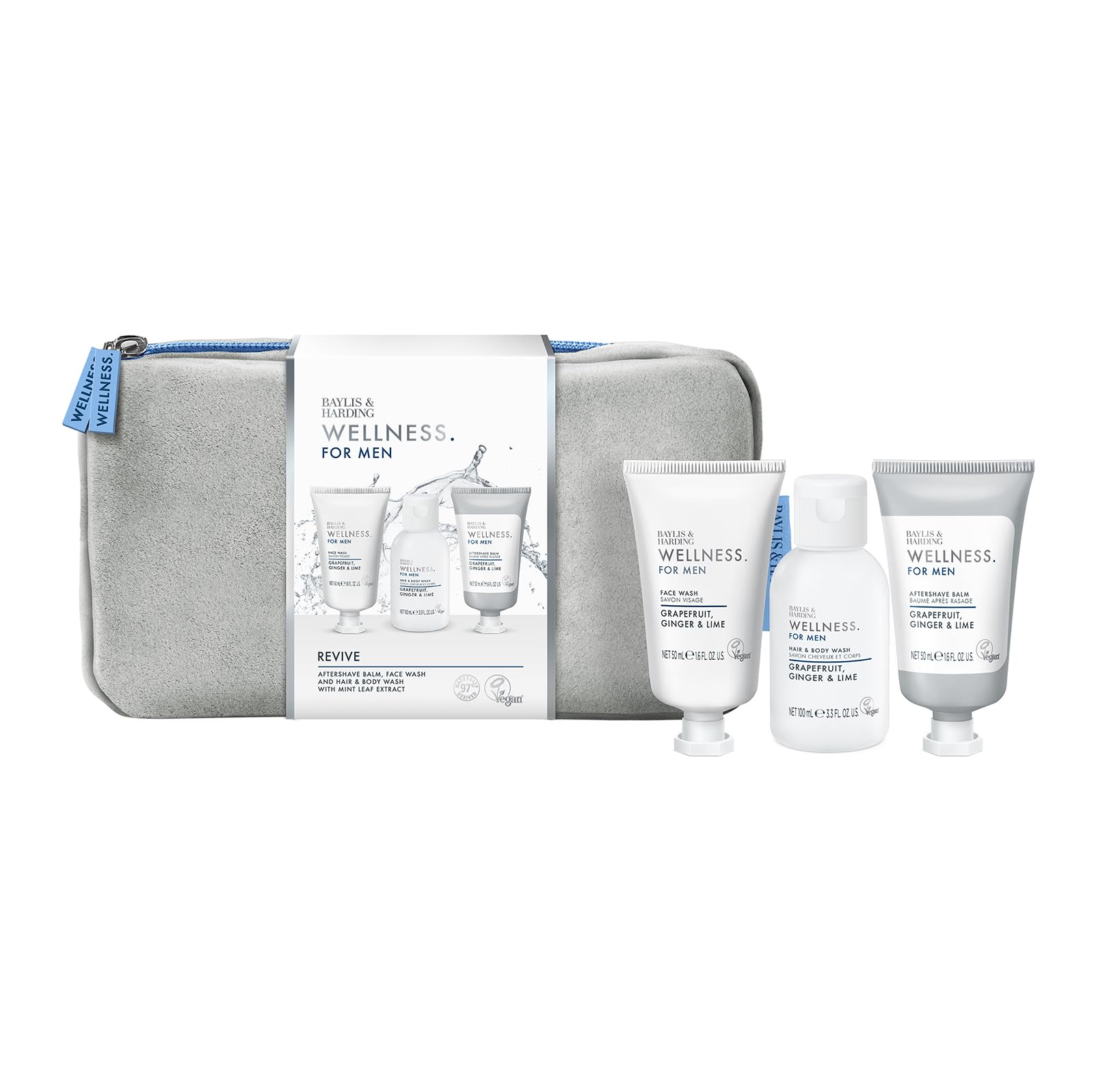 Baylis & Harding Wellness For Men Revived & Ready Wash Bag Gift Set - Vegan Friendly (Pack of 1)