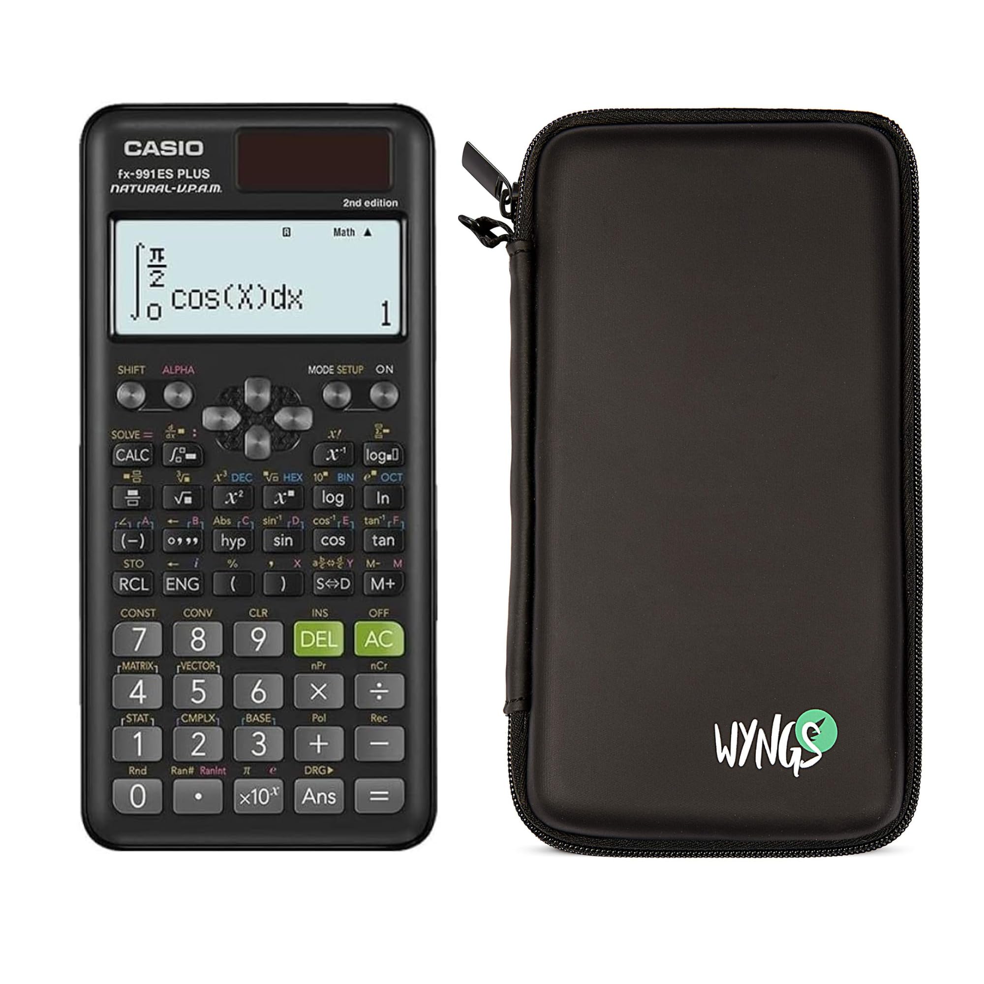 Casio FX-991ES Plus 2nd Edition Scientific Calculator + WYNGS Protective Case Black
