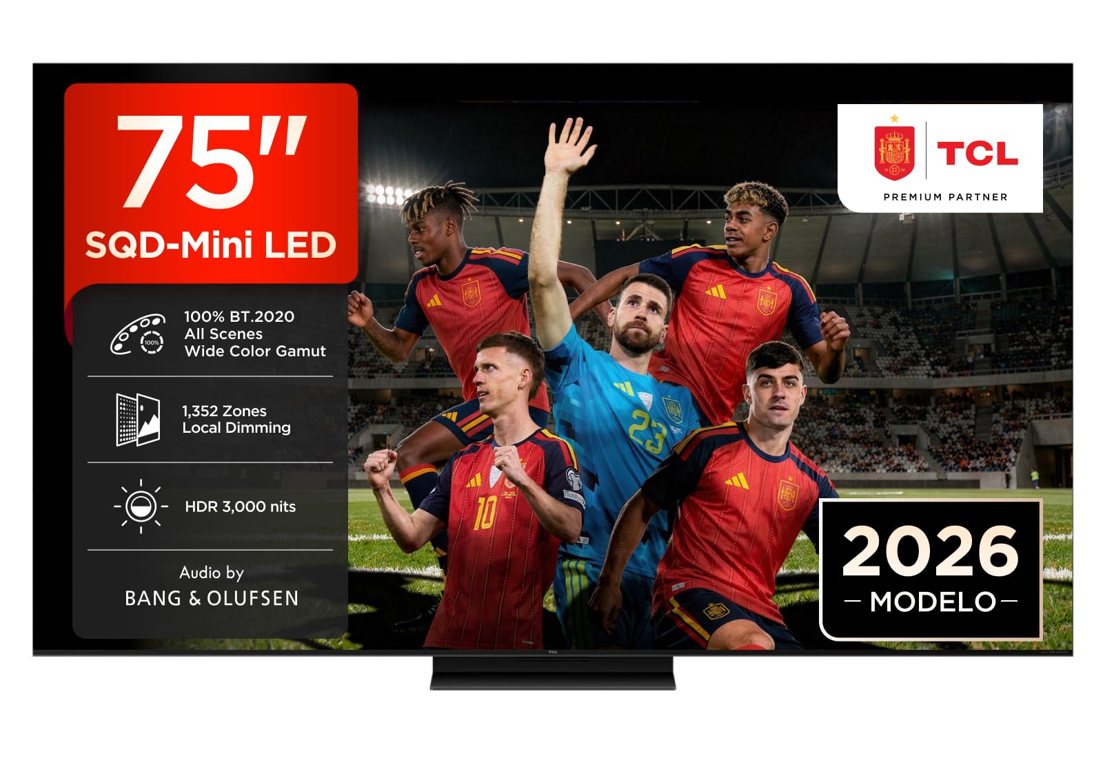 TCL 75C7L Televisor 75 Pulgadas SQD-Mini LED 4K Smart TV, 2600 nits HDR Premium, 144Hz Motion Clarity Pro, Game Master Pro, ZeroBorder, Google TV