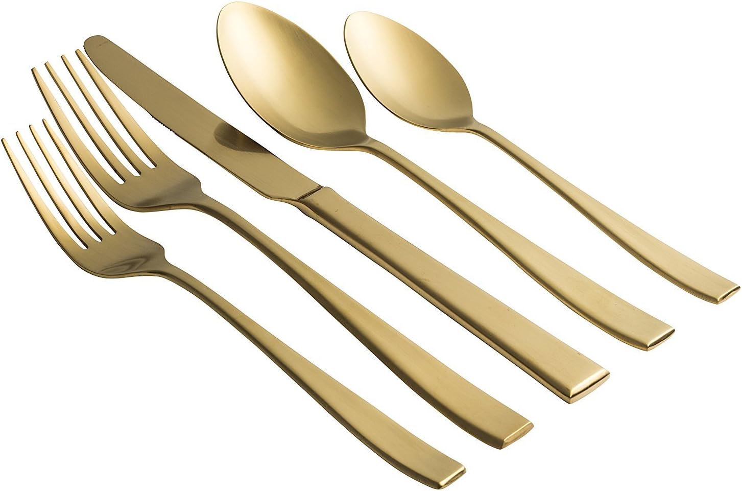 Jaf Gifts 20 Piece Matte Gold Flatware Set - Stainless Steel Cutlery Service For 4 With Soup Spoon, Teaspoon, Dinner Knife, Dinner And Salad Fork