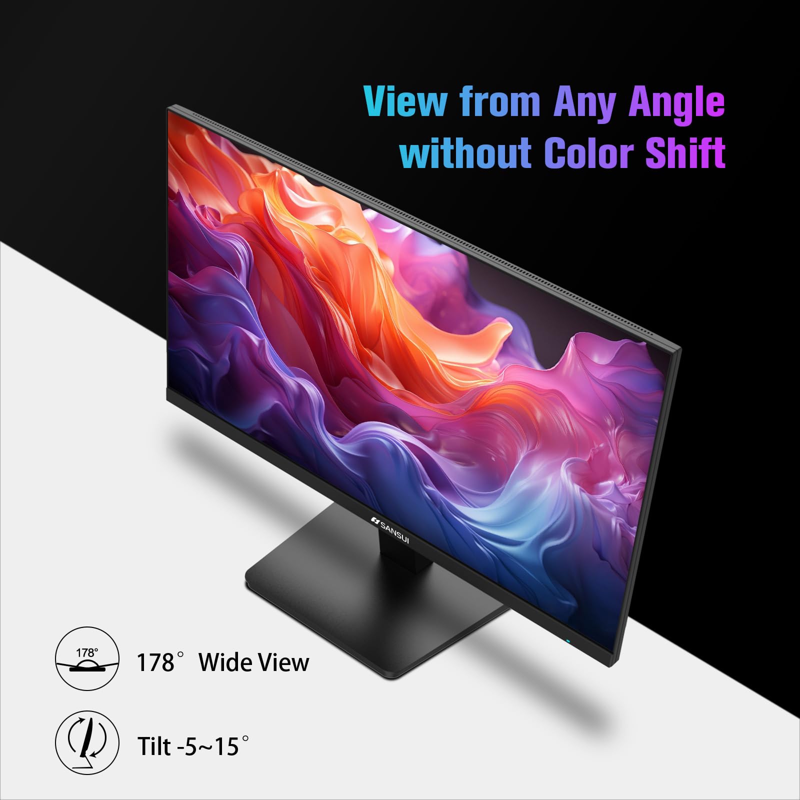 SANSUI Monitor 24 inch 100Hz Computer Monitor?FHD 1080P PC Monitor?HDMI?FreeSync?HDR?Earphone Jack? Ergonomic Tilt for Home and Office