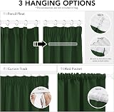 Deconovo Pencil Pleat Blackout Curtains Thermal Insulated 140x245 Dark Green view 3