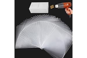 CANWUPON Shrink Wrap Bags - 100Pcs 6x8 Inches Clear PVC Heat Seal Bags for Soap Sleeve Packaging, Bath Bomb,Shoes,Jars,Gift,Tumbler,Heat Sublimation Film for Homemade DIY Projects