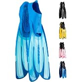 Cressi Adult Snorkeling Fins with Self-Adjustable Comfortable Full Foot Pocket - Perfect for Traveling - Agua: Made in Italy
