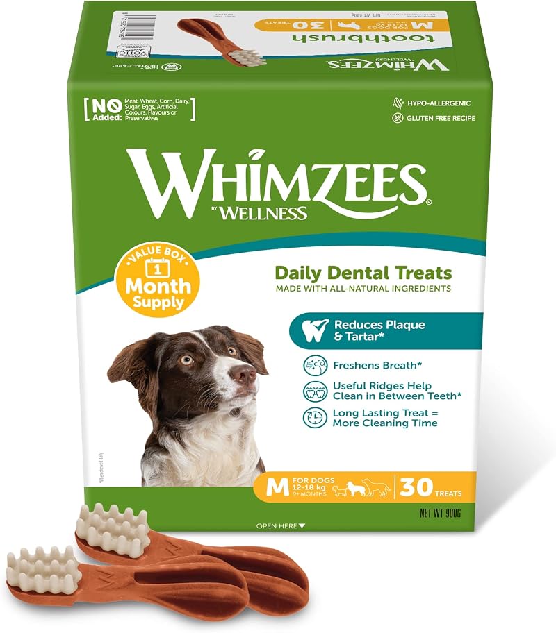 WHIMZEES Toothbrush M Month Box 30 Pieces Dog Dental Sticks Medium Breeds