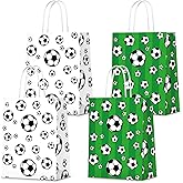 Infankey 16 PCS Soccer Party Decorations with Handle Soccer Paper Bags Soccer Treat Snacks Bags Soccer Gift Bags Soccer Theme Party Decorations Soccer Party Bags for Kids Birthday Party Supplies