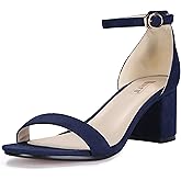 IDIFU Women's Cookie-LO Low Block Heels Chunky Sandals Ankle Strap Wedding Dress Pump Shoes