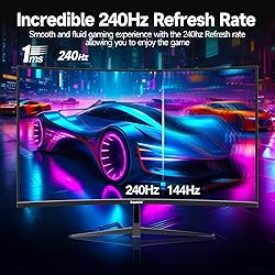Gawfolk 32 Inch Curved Gaming Monitor 240Hz, 1800R