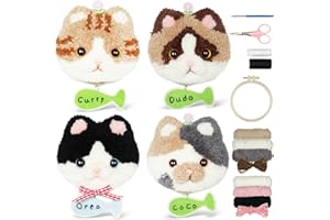 Gipony Punch Needle Kit for Beginners Adults Easy Punch Needle Embroidery Kit,Including Printed Patterns, Needles, Easy to Follow Instructions and Videos(The World of Cats)