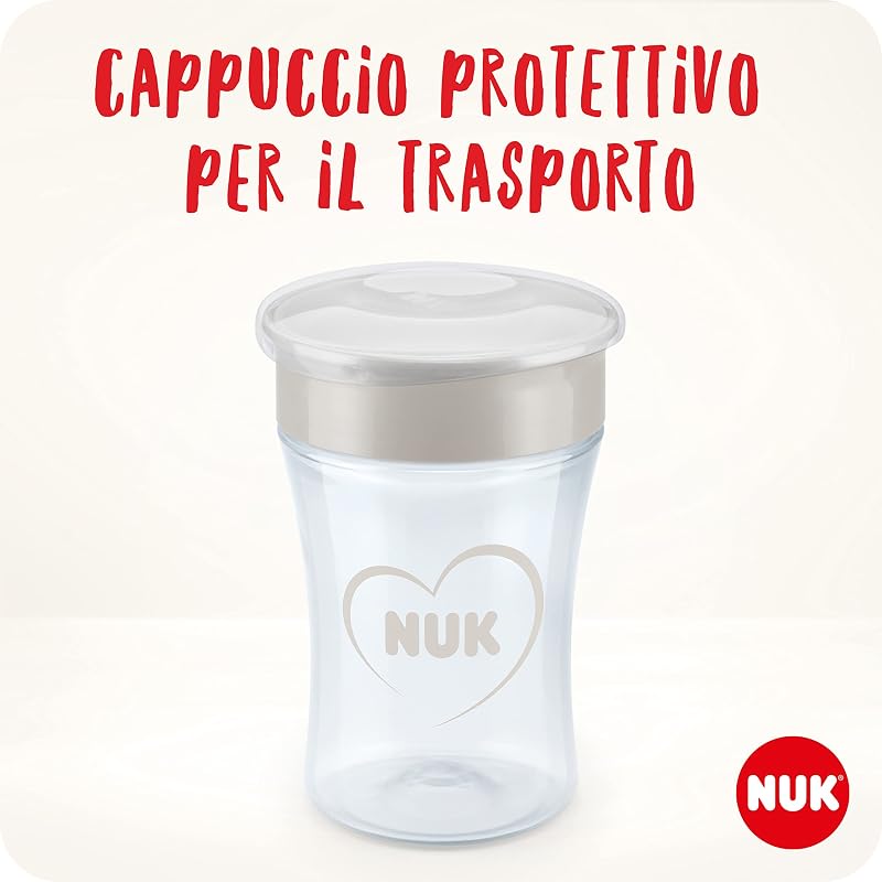 Magic Cup bicchiere antigoccia | Bordo anti-rovesciamento a 360° | 8+ mesi | Senza BPA | 230 ml | Rosa e Blu | 2 pezzi