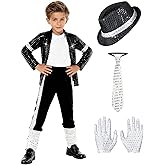 ACLGCSU Dance Costumes for Kid, 80s 90s Star Outfit Set for Boys Cosplay Halloween Role Play Party Dress Up