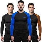 Exxact Sports Men’s BJJ Rash Guard Long Sleeve, IBJJF Ranked No Gi Jiu Jitsu Compression Shirt for MMA Grappling & Wrestling