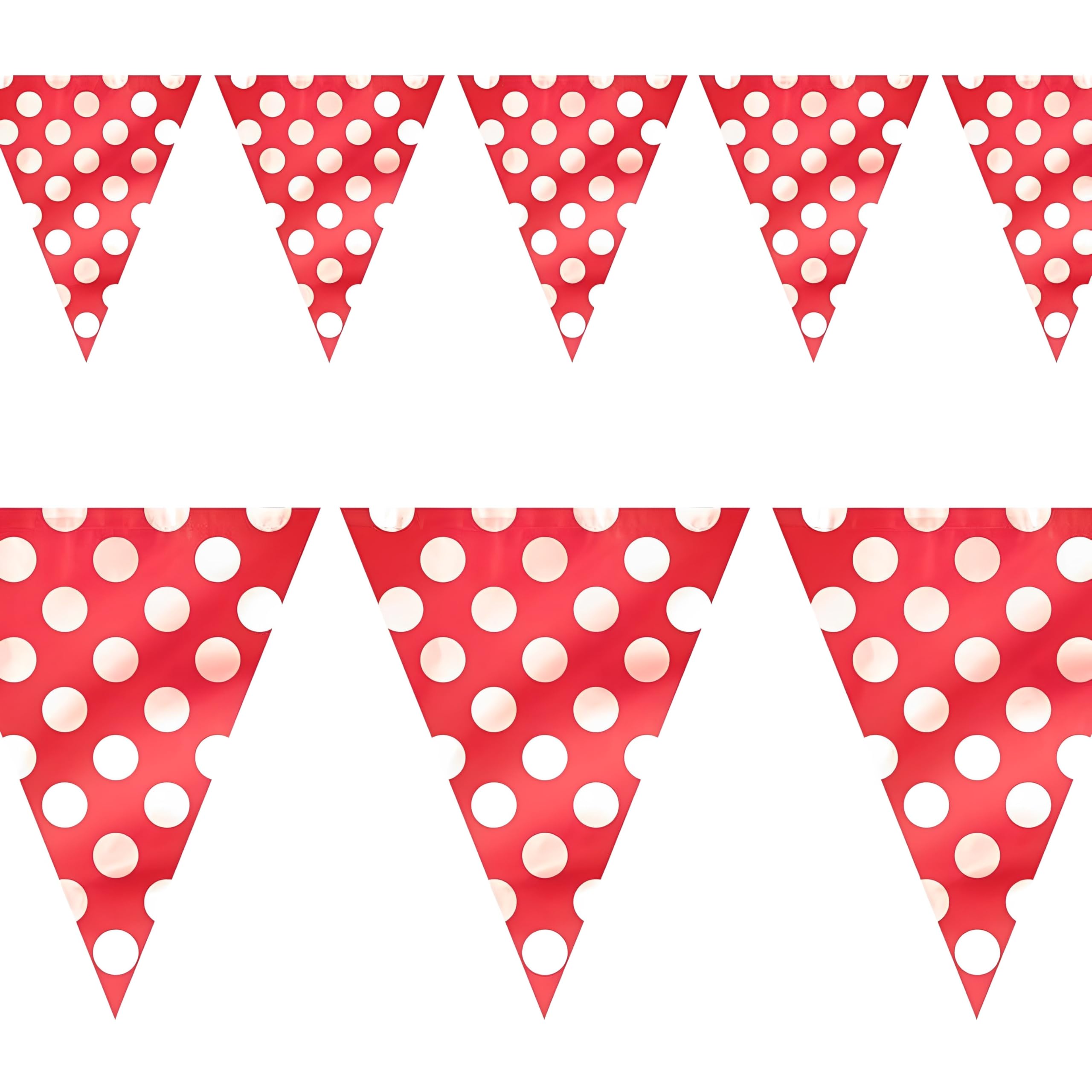 Ruby Red Polka Dots Flag Banner (3.6 meters) 1 Piece - Stylish and Eye-Catching Party Décor for Celebrations and Events