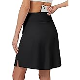 FitsT4 Sports Women's 20'' Swim Skirt Skort with Pocket High Waisted Modest Swimsuit Bathing Suit Bottoms