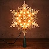 ODEETRONIC Snowflake Tree Topper Lights, 9in 20 Clear Christmas Star Treetop, 120V UL Certified Christmas Lighted Sonwflake Tree Topper, Warm Tree Topper for Xmas Tree Party Decoration