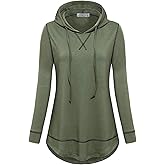 MOQIVGI Womens Long Sleeve Lightweight Activewear Casual Running Yoga Workout Hooded Tops