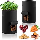 Yoojahow 2 Pack 30 Gallon Potato Grow Bags with Harvest Window, Durable Garden Planter Bags with Handles for Potatoes, Tomatoes, and Vegetables - Indoor & Outdoor Gardening Supplies (Black)
