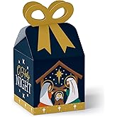 Big Dot of Happiness Holy Nativity - Square Favor Gift Boxes - Manger Scene Religious Christmas Bow Boxes - Set of 12