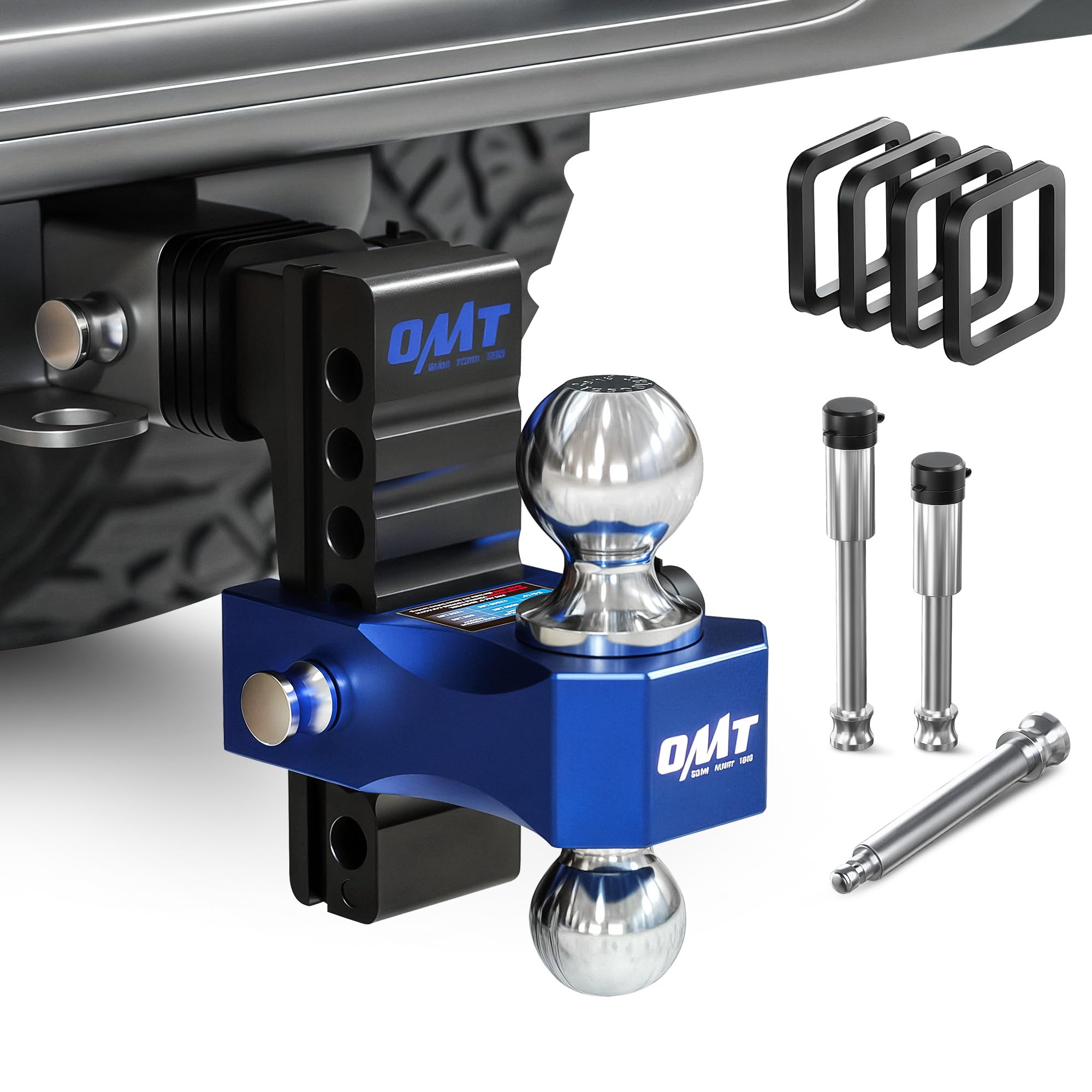 Photo 1 of Orion Motor Tech Adjustable Trailer Hitch, Fits 2 in Receiver 6 in Drop & Rise Hitch, 12500 LBS GTW, Class 3, 4 Hitch, Heavy Duty Aluminum Drop Hitch for Truck with Three Anti-Theft Locking Hitch Pins