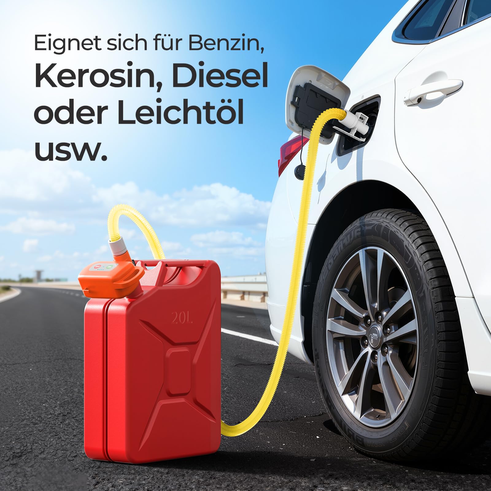 Kraftstoff Umfüllpumpe mit Auto-Stopp-Sensor, Benzinpumpe Elektrische mit Batterien, Aufladbare tragbare Dieselpumpe, Multifunktions-Flüssigkeitsförderpumpe für Benzin, Diesel und Öl, Orange 6