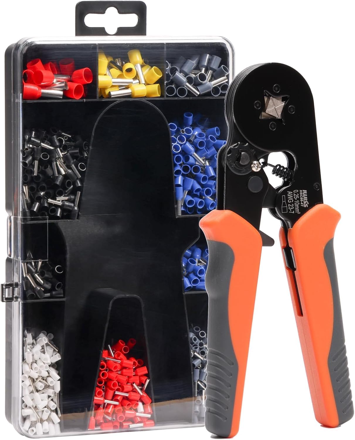 iCrimp Ferrule Crimping Tool Kit with Self-Adjustable Ratcheting Crimper for 0.25-10mm² (23-10 AWG) Wire Ferrules, Includes 770pcs End Sleeves for Precise Electrical Terminal Connections