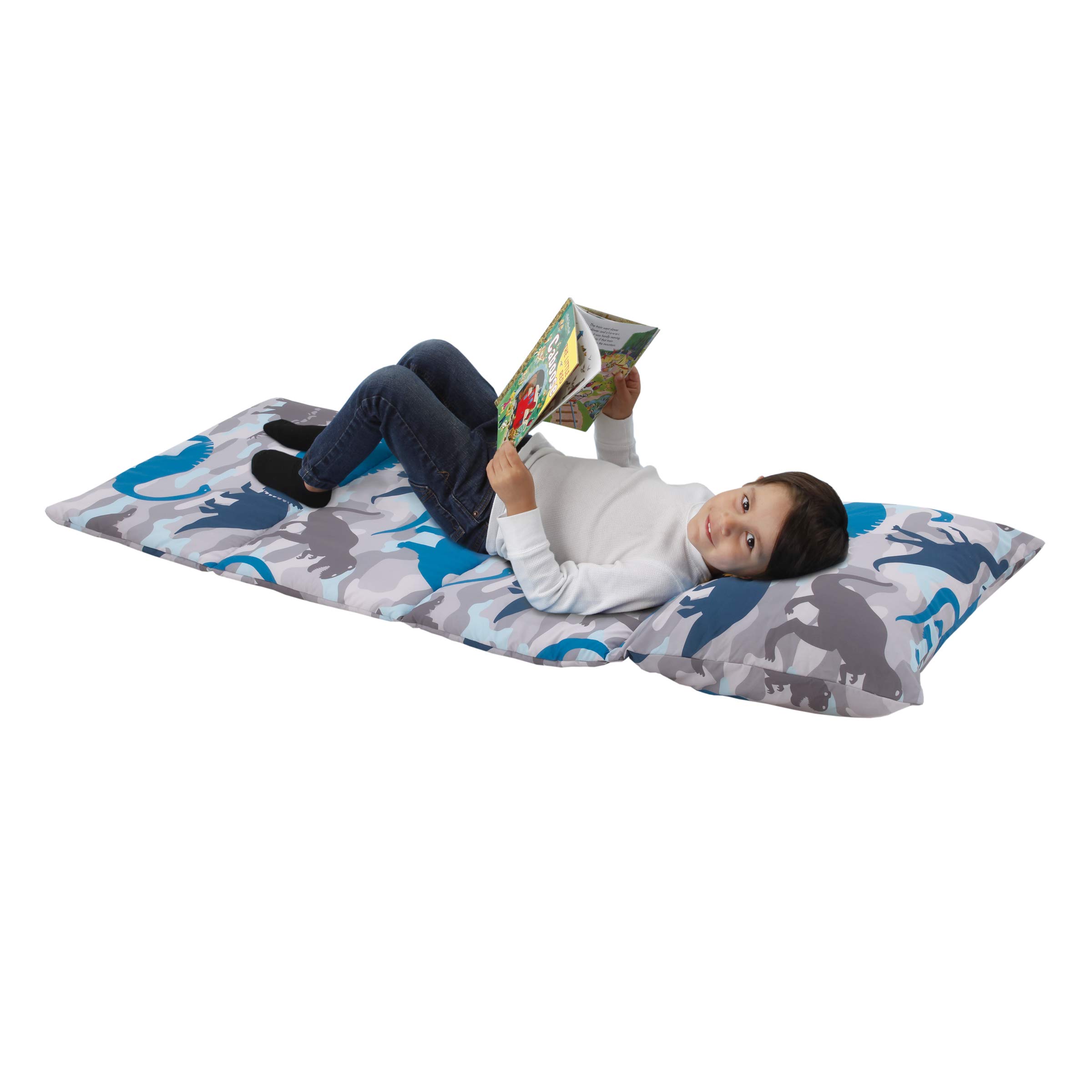 Photo 1 of Everything Kids Navy, Grey & Royal Blue Dino Deluxe Easy Fold Nap Mat, Navy, Royal, Grey, Camo
