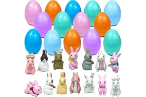 Lot de 14 œufs de Pâques remplis de figurines, avec figurines de lapin mignons de la ferme, mini œuf surprise pour enfants ga