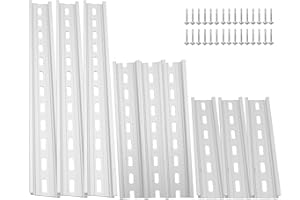 HEVIDUBANA 9 Pieces Aluminum DIN Rails,RoHS Standard Slotted DIN Rail,with Extra Screws for Hardware Components Mounting (6inch,8inch,12inch)